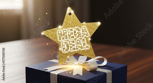 A sparkling golden star with 