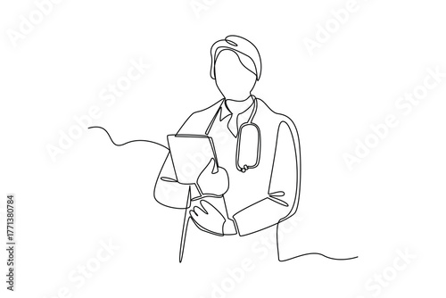 Simple continuous line of a hospital activity. Simple line, creativity, vector.