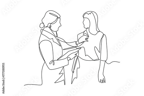 Simple continuous line of a hospital activity. Simple line, creativity, vector.