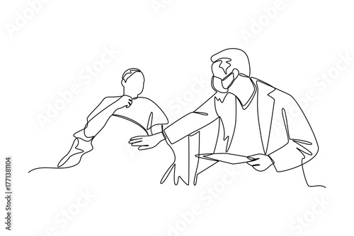 Simple continuous line of a hospital activity. Simple line, creativity, vector.
