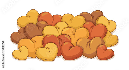 A charming collection of warm-toned heart-shaped treats, perfect for sharing love and sweetness on any special occasion or celebration