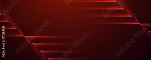 Abstract dark red background with glowing symmetrical geometric light bars on the sides
