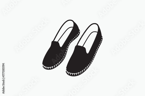Summer Footwear an Espadrilles shoes vector silhouettes black image. eps