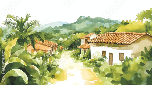 San Gil. San Gil hand drawn watercolor illustration