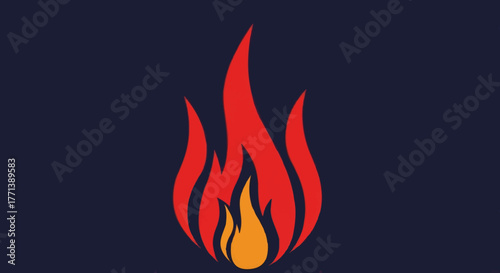 Red and orange fire flame icon. Simple flat design vector illustration. Symbol of heat, energy, passion, and the Holy Spirit