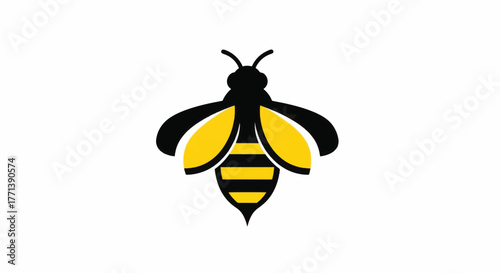 Simple stylized honey bee logo icon design isolated on a white background.