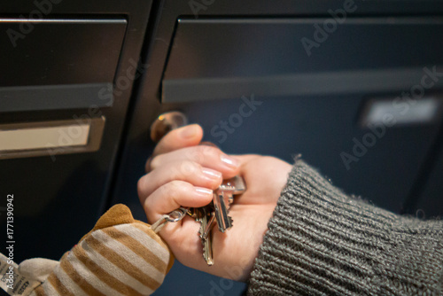 Hand opening mailbox with keys
