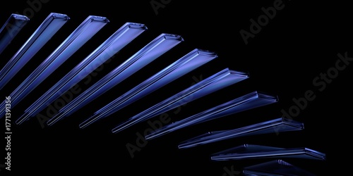 Abstract dark background, futuristic glass structure, 3d render