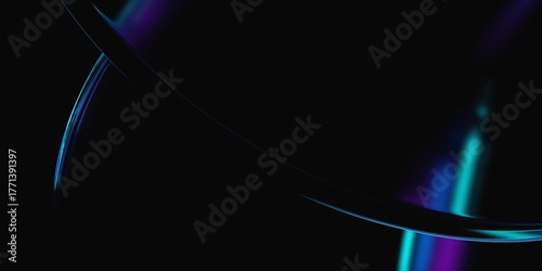 Canvas Print Abstract purple and blue glass shapes on a black background, 3d render