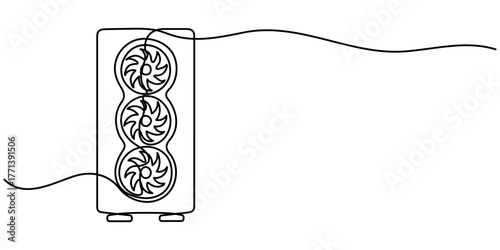 pc case continuous one line drawing, Computer Case Line icon, Sketch Design, Pixel perfect, Editable stroke. Computer Technology, PC Computer Icon - Editable Stroke. 