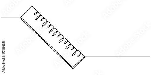 ruler continuous one line drawing, Line drawing ruler  minimalist outline vector illustration. 
