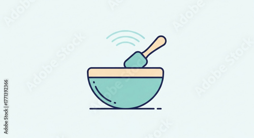 Illustration of a bowl with a spoon bowl is often used for cooking and food preparation