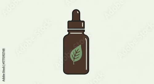 Natural medicine bottle with leaf logo for herbal remedies and aromatherapy