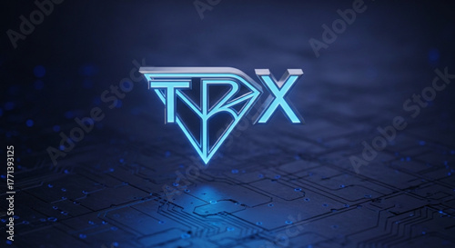 Futuristic tbx logo with a neon glow on a dark background, creating a modern and hightech aesthetic for branding and technology