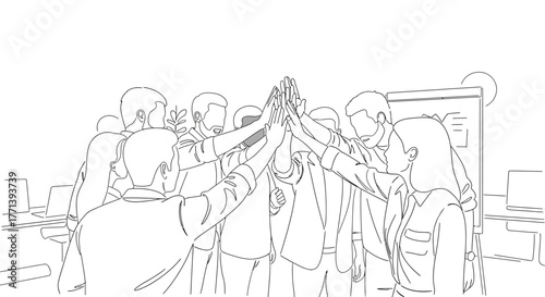 Teamwork Success A Group High-Five Celebrating Collaboration and Achievement