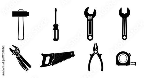 Silhouette Hand Tools Collection for Repair and Construction Work