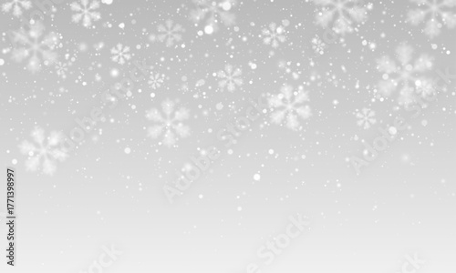 Seamless realistic falling snow pattern on transparent background PNG overlay