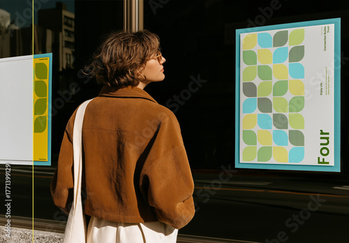 Outdoor Poster Mockup on Storefront Window