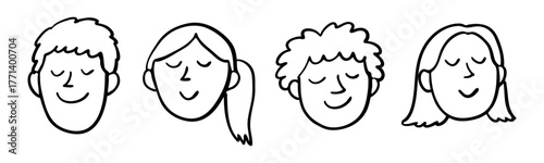 Simple Line Art Smiling Faces