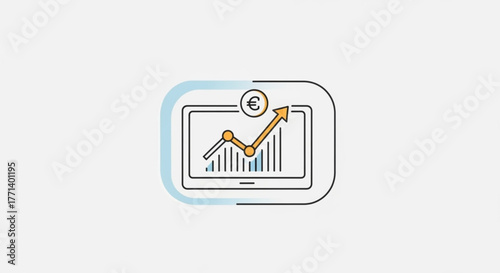 Euro stock market analysis and financial growth chart on screen, investment and trading concept design