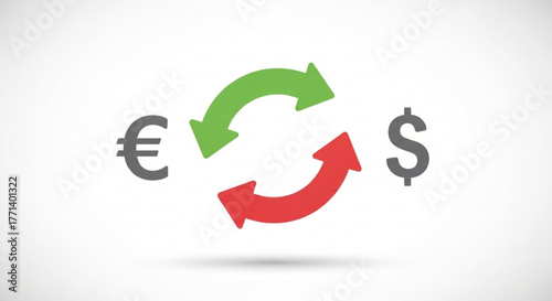 Currency exchange euro to dollar symbol financial market money investment business trade finance conversion rate