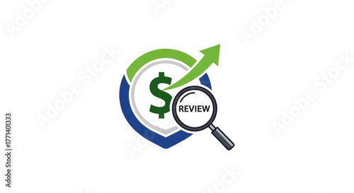 Financial analysis review dollar growth investment strategy business magnifier assessment and audit icon