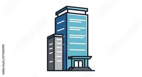Modern corporate building illustration for real estate and architectural design projects and business presentations