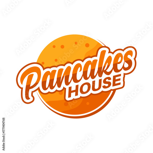 Pancakes logo vector illustration template. Simple design icon hand draw