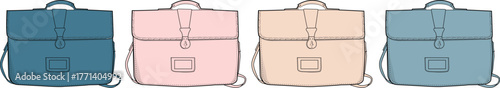 Assortment of Four Stylish Leather Satchels in Various Pastel Shades