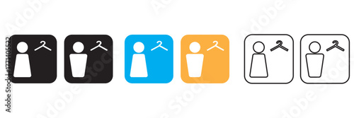 Men s and women s thin line changing rooms icon. Isolated on white backgrond. Vector Illustration