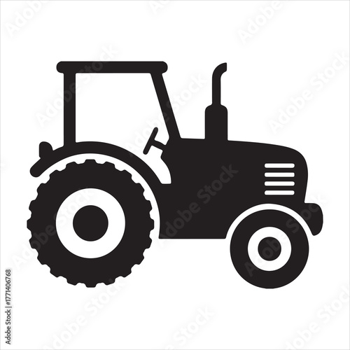 Silhouette agriculture tractor farming vehicle rural industry vector Illustrator