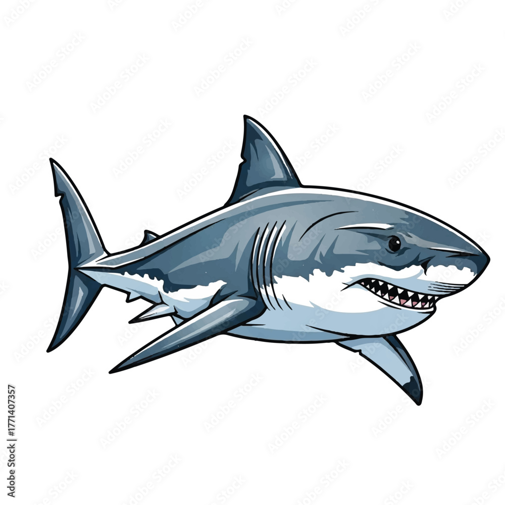 Fototapeta premium dynamic design of a great white shark with sleek body lines