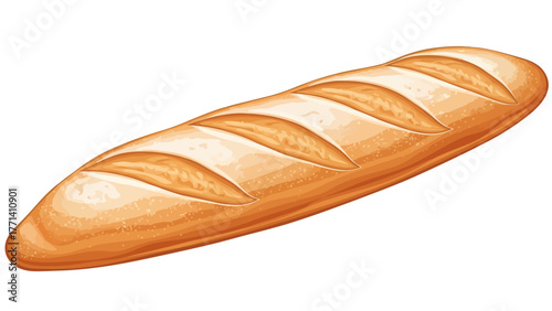 A long goldenbrown baguette with diagonal score marks