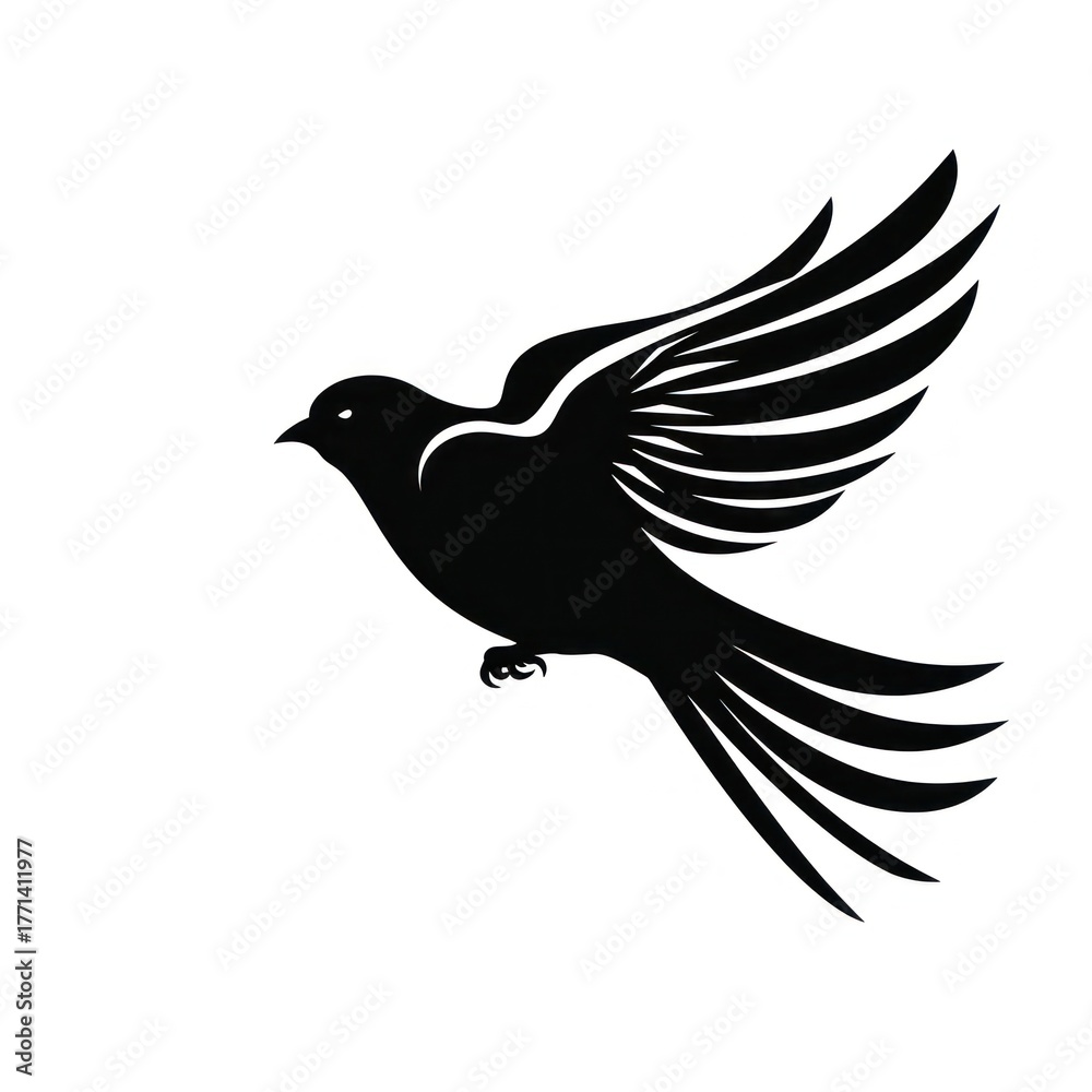 Fototapeta premium Bird silhouette blackbird agelaius stencil.