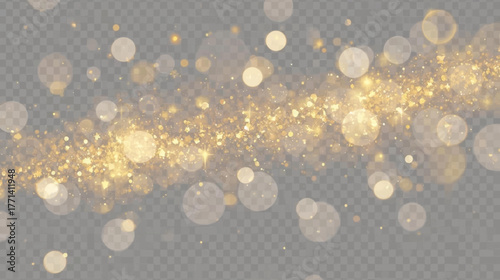 A shimmering golden bokeh effect creates a dreamy and elegant background, perfect for adding a touch of magic and sparkle to any design.