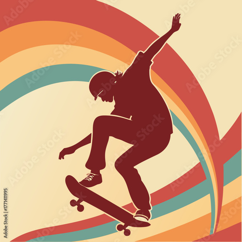 vector illustration of a snowboarder jumping