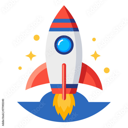 Spaceship Taking Off with Stars - Education and Discovery Concept