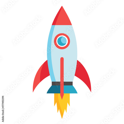  Flat Design Rocket Taking Off - Business Startup and Project Launch