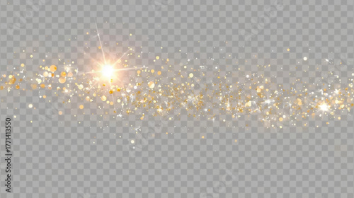A radiant golden light effect with sparkling particles, perfect for festive designs, celebrations, and adding a touch of magic to any visual project.