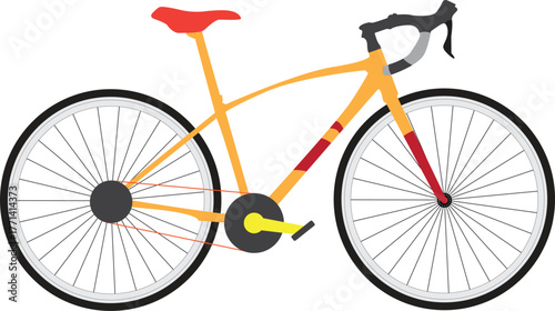 orange bicycle on white background