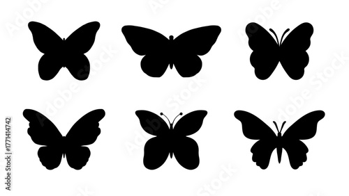 Butterfly silhouette vector template. Set of butterfly vector illustration.