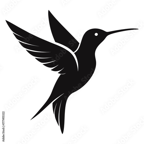 Hummingbird silhouette vector on transparent background