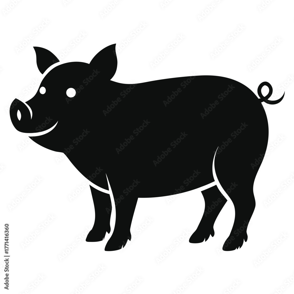 Fototapeta premium Pig or Hog Silhouette Vector Icon on a transparent background. EPS, PNG File.