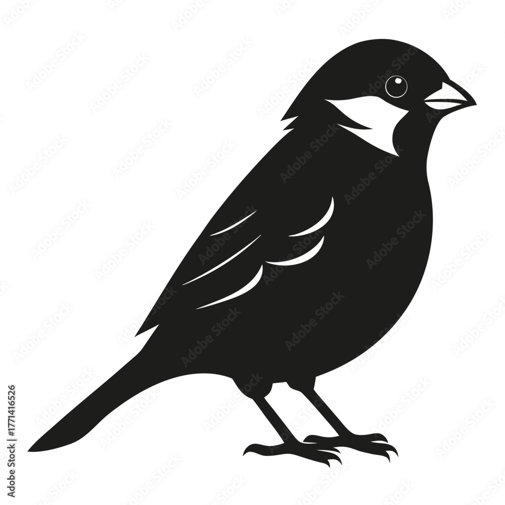 Fototapeta premium Sparrow Bird Silhouette Vector Icon on transparent background. EPS, PNG File.