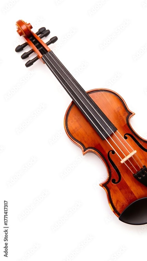 Fototapeta premium Generative AI classic stringed instrument on white background.
