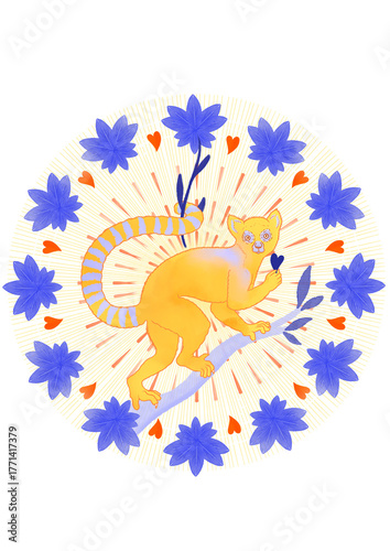 Lemur and flowers jungle circle