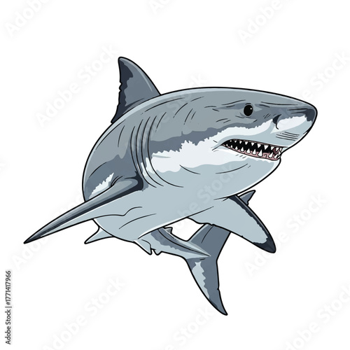 powerful and smooth-shaped shark swimming underwater