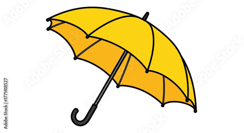 Bright Yellow Umbrella Vector Illustration: Clip Art for Rain & Sunny Weather