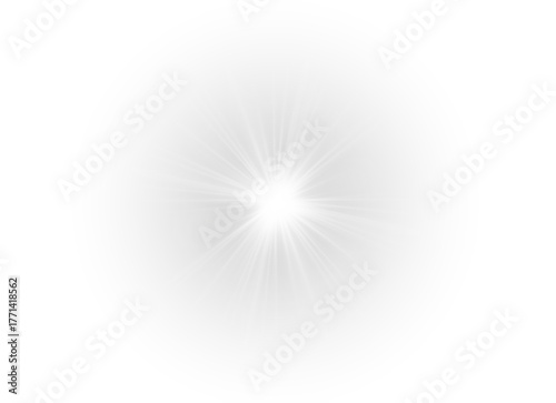 Vector glowing star with shine and flare effect. White PNG illustration perfect for digital or abstract projects. Adds sparkle and brightness.