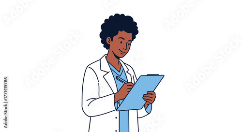 Dedicated doctor taking notes on patient chart for accurate records and compassionate healthcare in modern clinic setting